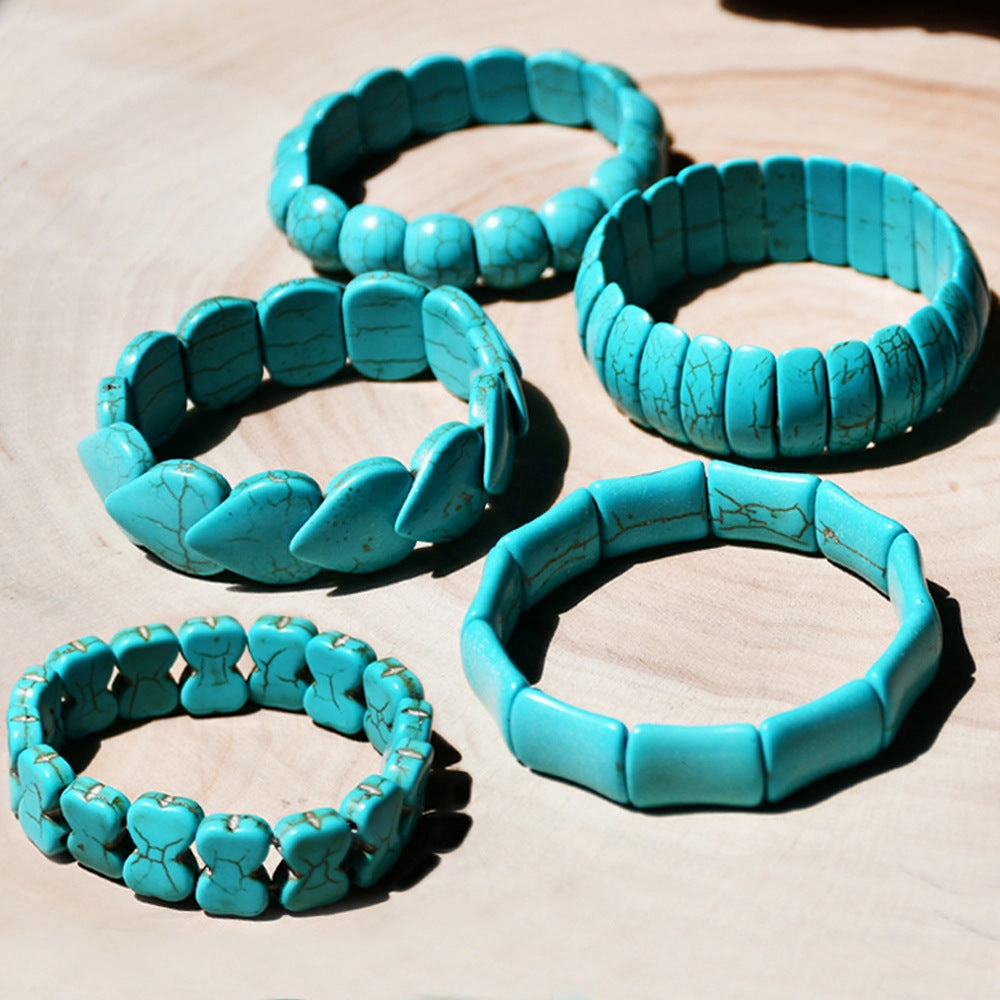 Wholesale Wide Elastic Cord Turquoise Heart Bracelet