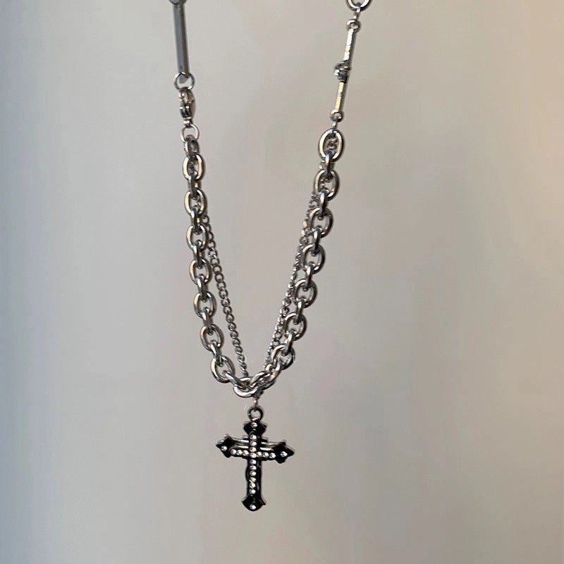 Wholesale Women's Double-Layer Cross Pendant Necklace Accessories