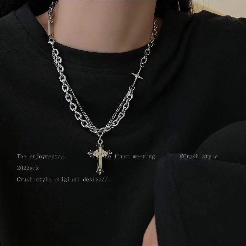 Wholesale Women's Double-Layer Cross Pendant Necklace Accessories