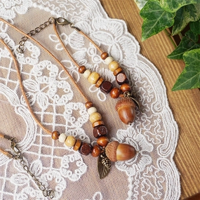 Wholesale Wood Vintage Acorn Necklaces