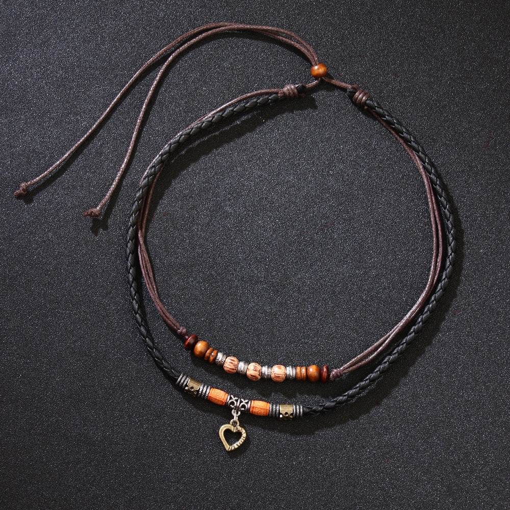 Wholesale Wooden Beads Love Metal Necklaces