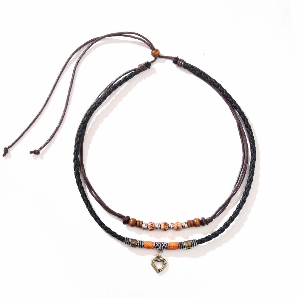 Wholesale Wooden Beads Love Metal Necklaces