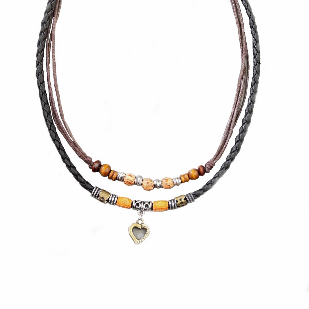 Wholesale Wooden Beads Love Metal Necklaces