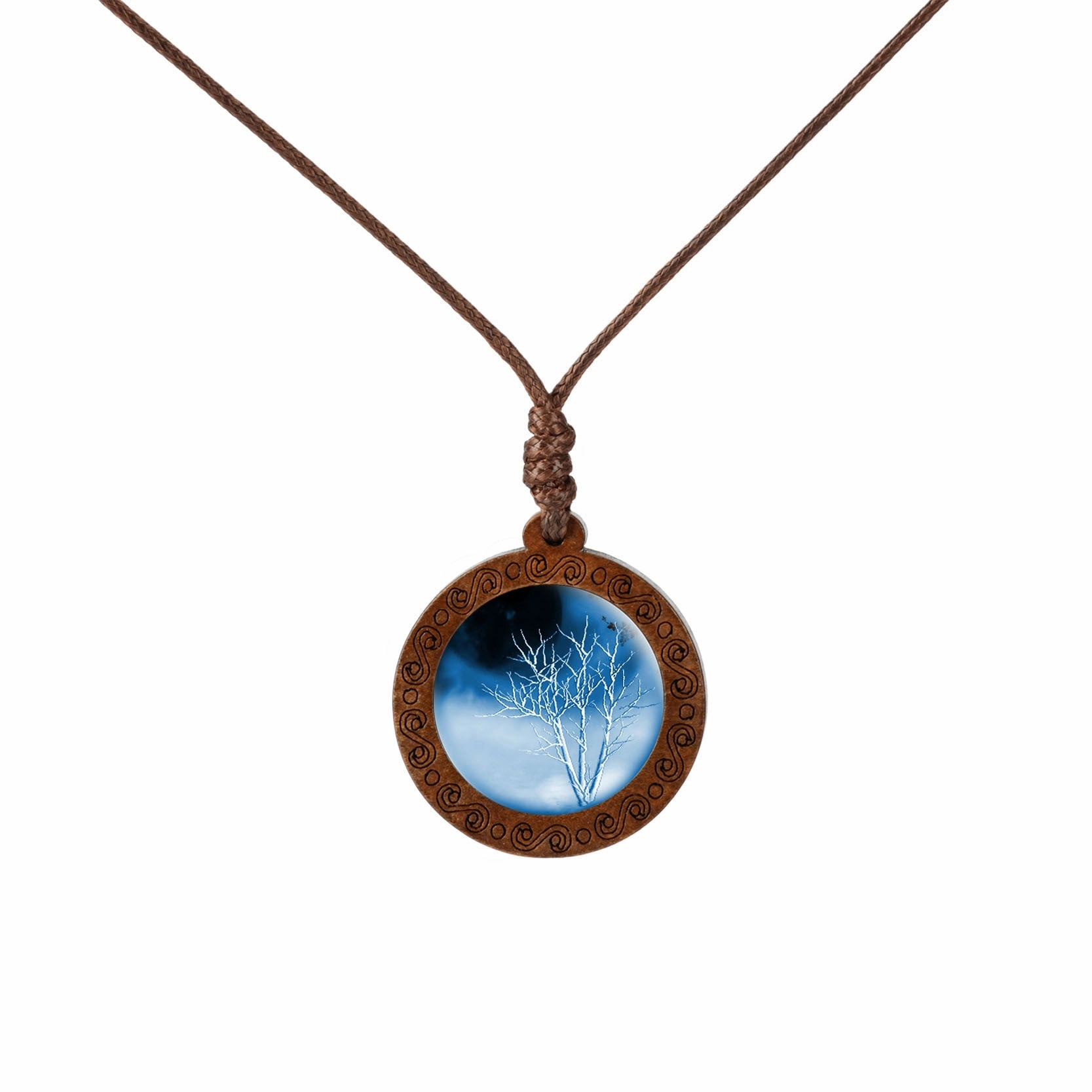 Wholesale Wooden Tree of Life Time Stone Glass Pendant Necklace