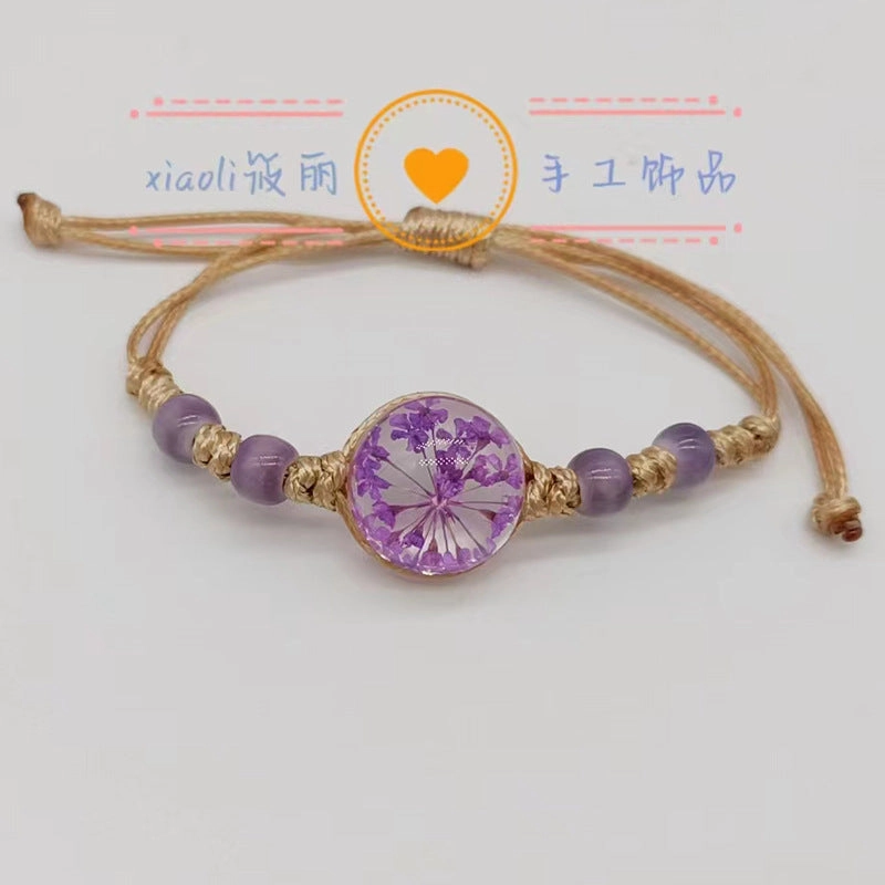 Wholesale Woven Colored Ceramic Beads Natural Real Flower Bracelet