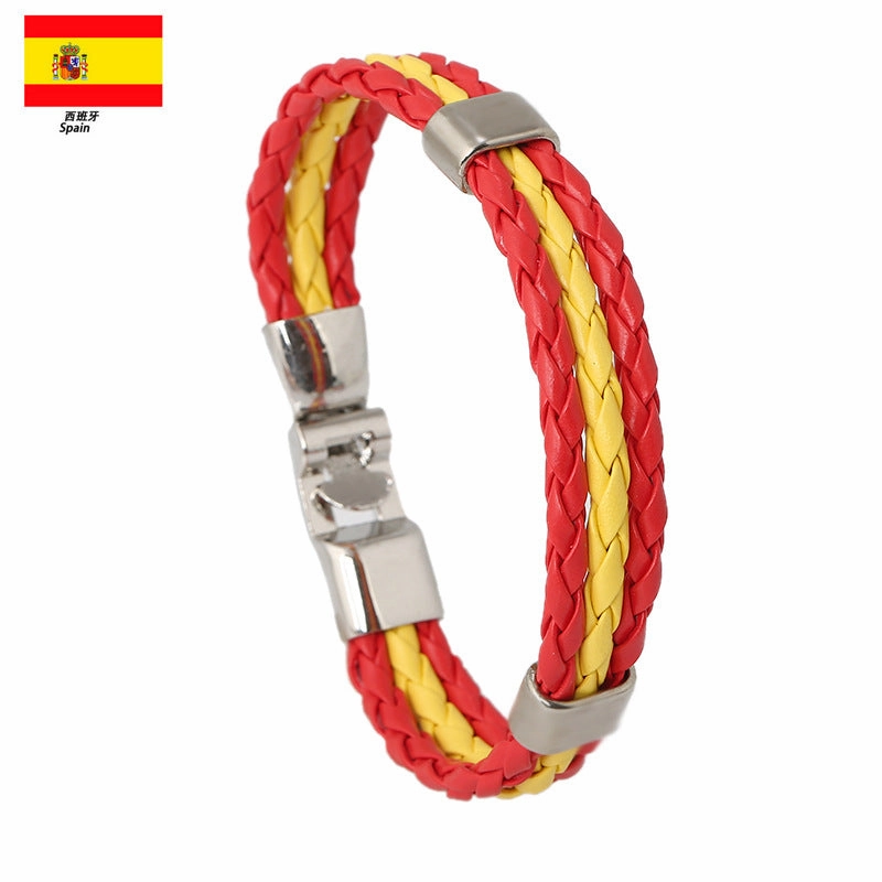 Wholesale Woven Flag Flag Colors Leather Bracelet