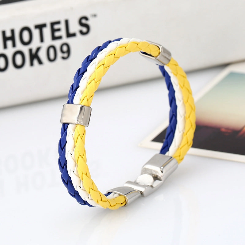 Wholesale Woven Flag Flag Colors Leather Bracelet