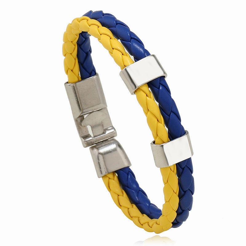 Wholesale Woven Flag Flag Colors Leather Bracelet