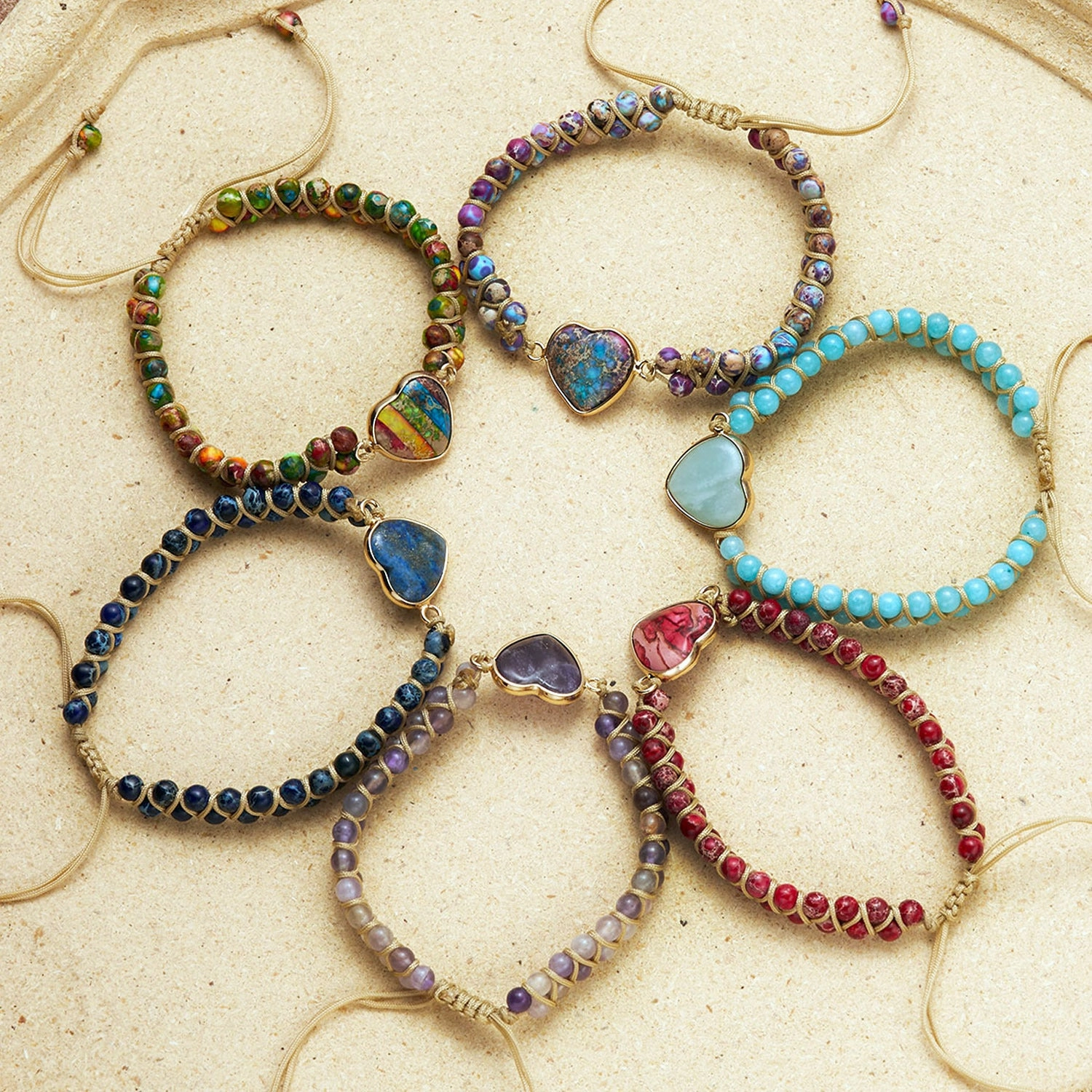 Wholesale Woven Heart Shaped Stone Bracelets