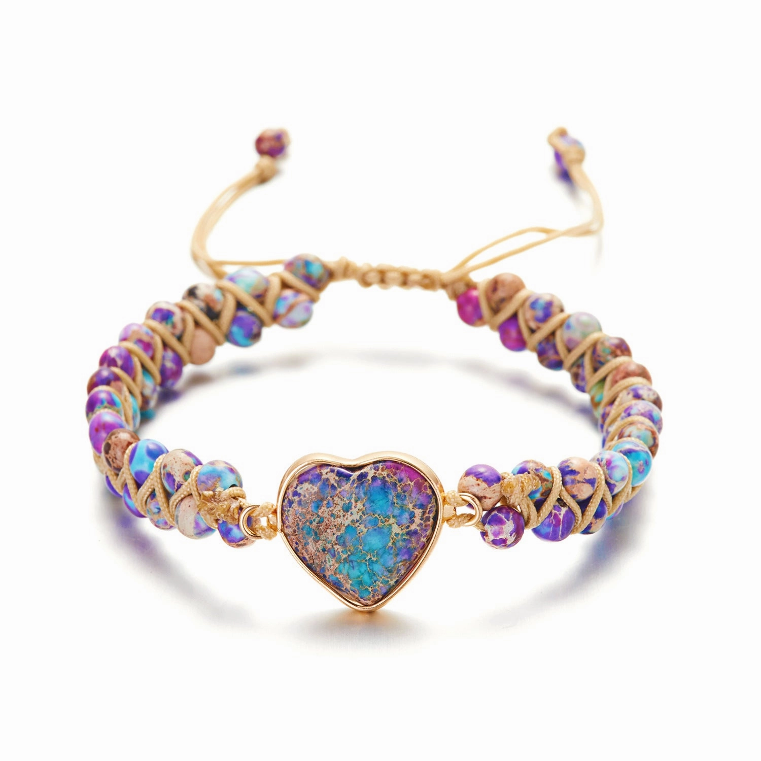 Wholesale Woven Heart Shaped Stone Bracelets