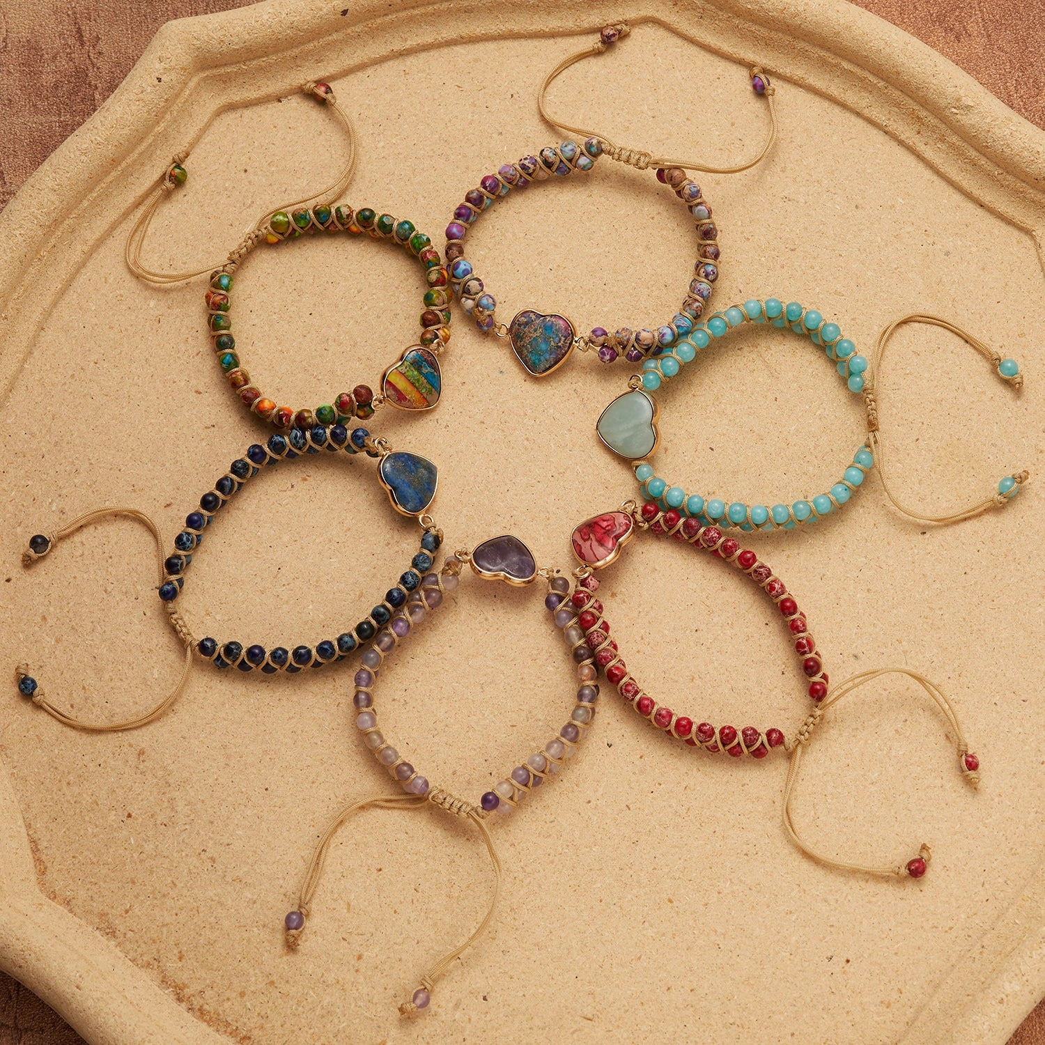 Wholesale Woven Heart Shaped Stone Bracelets