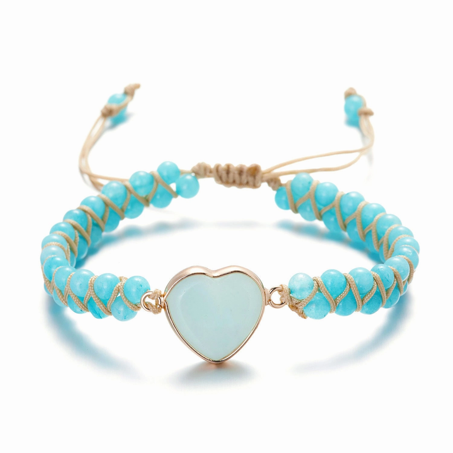 Wholesale Woven Heart Shaped Stone Bracelets