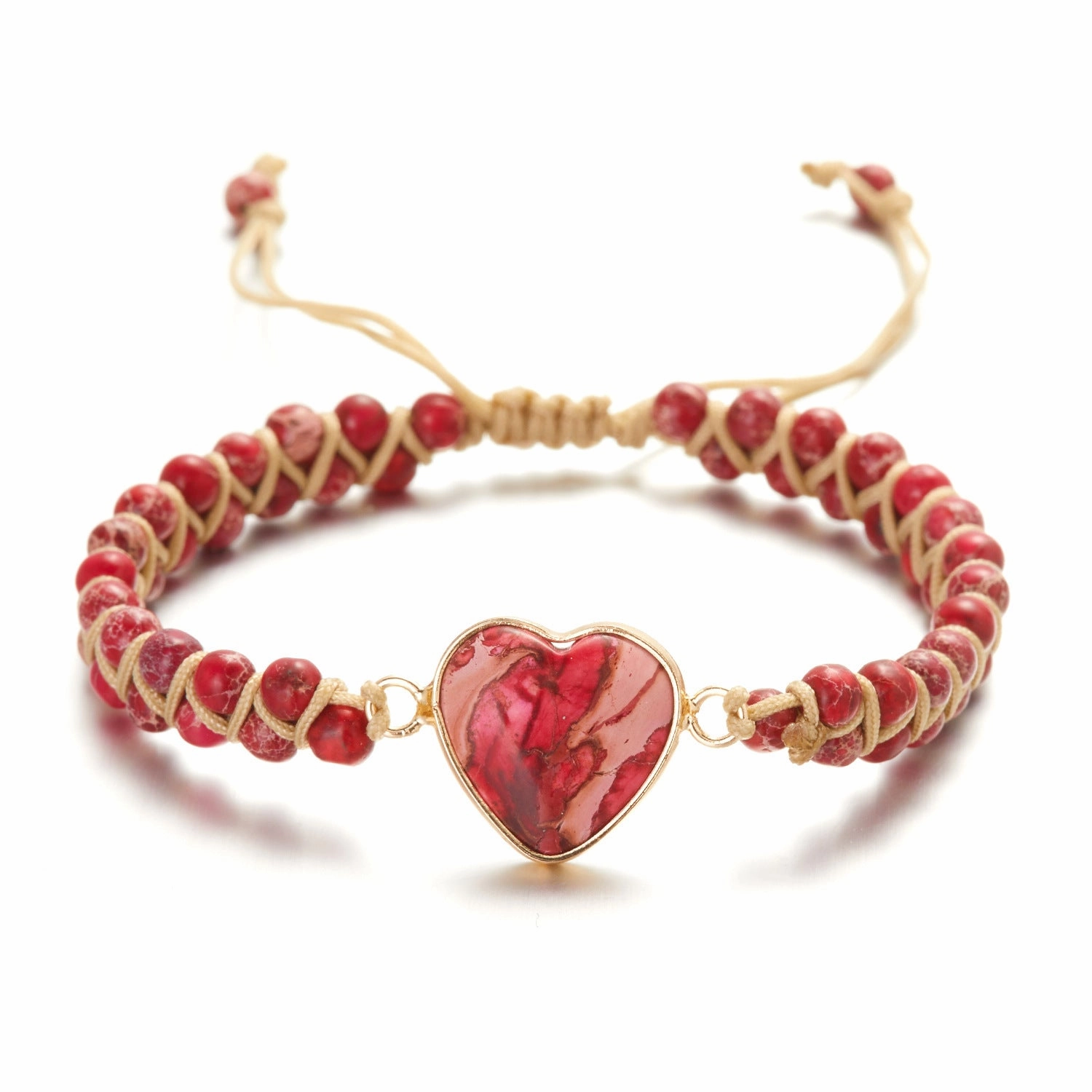 Wholesale Woven Heart Shaped Stone Bracelets