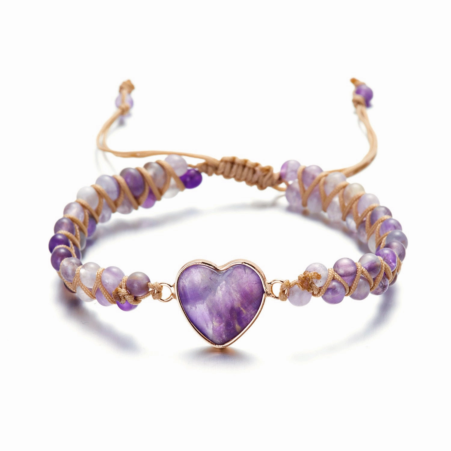 Wholesale Woven Heart Shaped Stone Bracelets