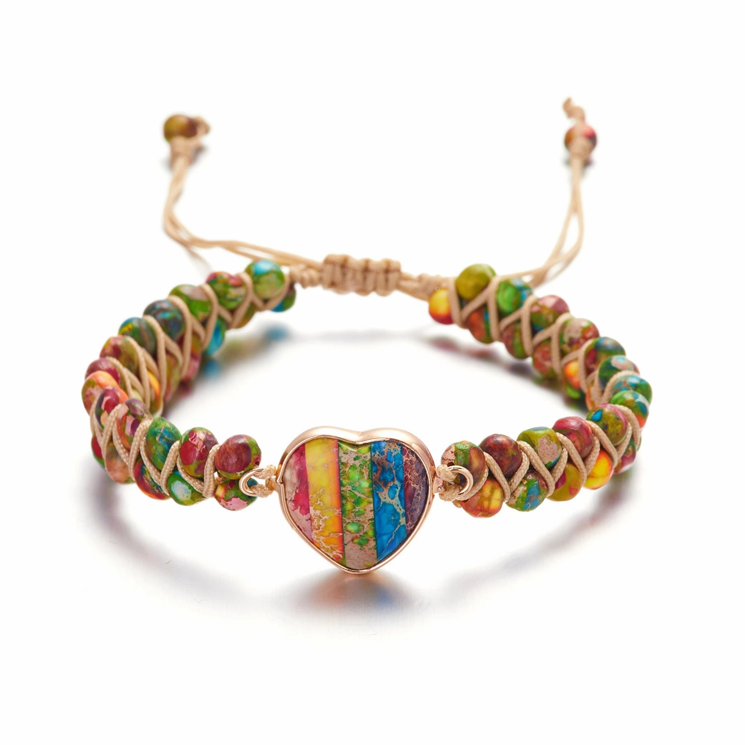 Wholesale Woven Heart Shaped Stone Bracelets