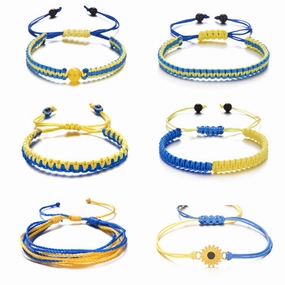 Wholesale Yellow Blue Braided Adjustable Bracelet