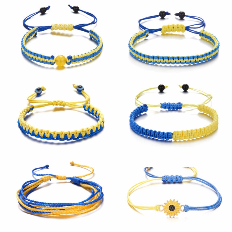 Wholesale Yellow Blue Braided Adjustable Bracelet