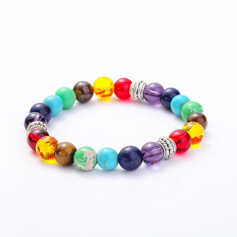 Wholesale Yoga Natural Stone Handmade Beaded Men's Colorful Bracelet