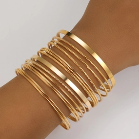 Wholesale Zinc Alloy Exaggerated Wide Face Bracelet Set
