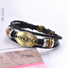 Wholesale Zinc Alloy Genuine Leather Multi-layer Snap Button Beaded Bracelet