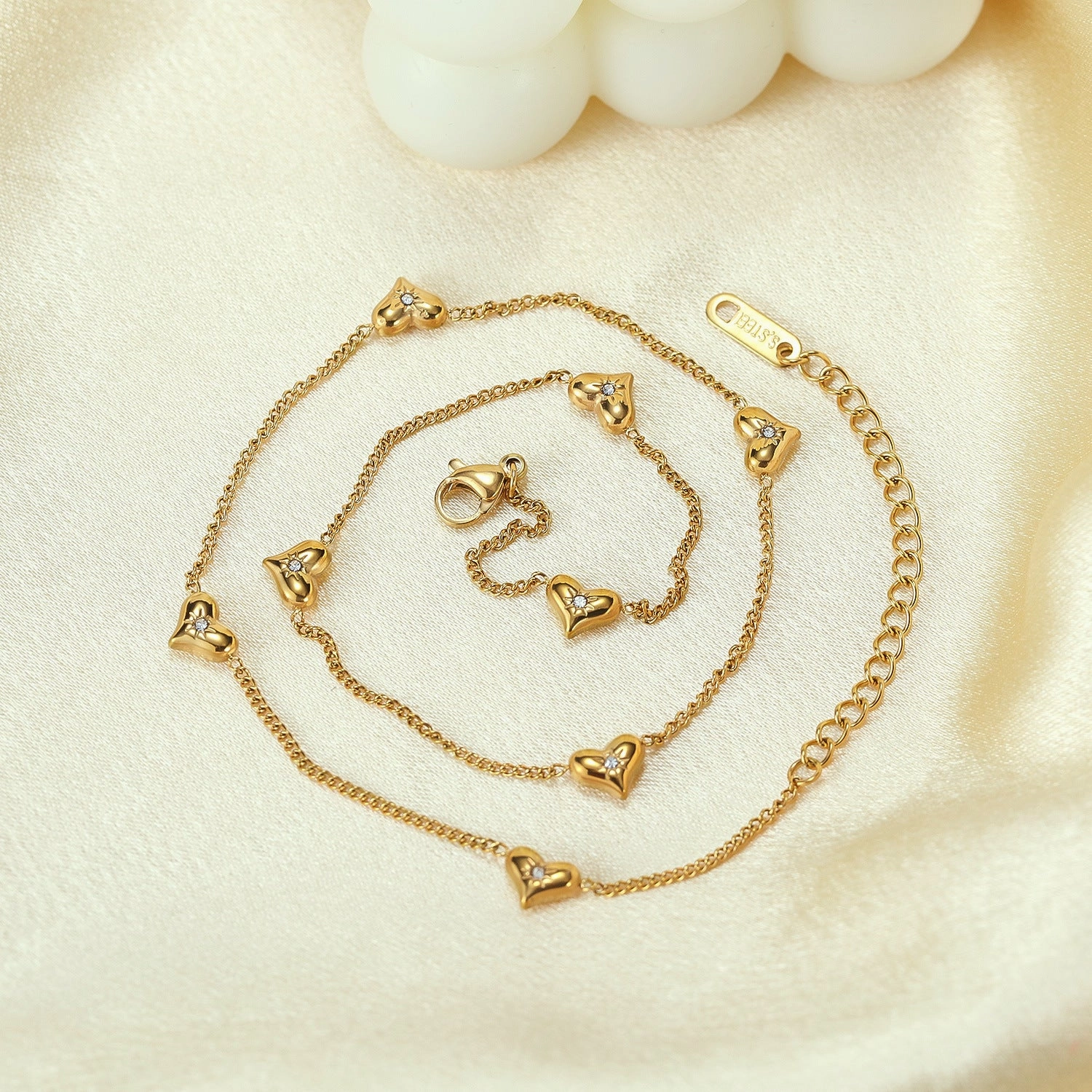 Wholesale Zircon All-match Fashion Stainless Steel Heart Necklace