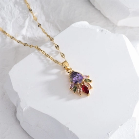 Wholesale Zircon Bow Knot Titanium Steel Necklaces
