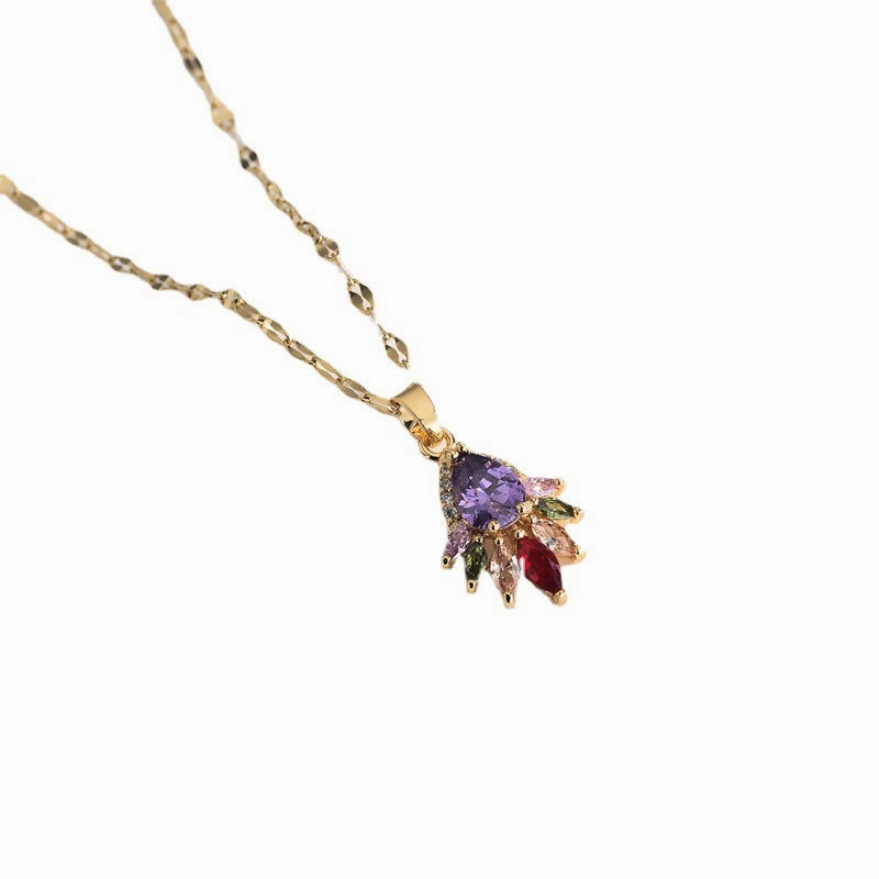 Wholesale Zircon Bow Knot Titanium Steel Necklaces