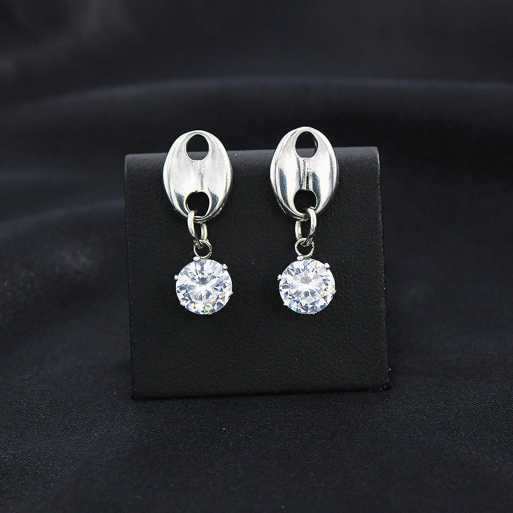 Wholesale Zircon Coffee Bean Titanium Steel Locking Chain Necklace