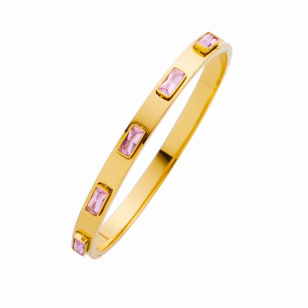 Wholesale Zircon Gold Titanium Steel Bracelets