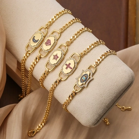 Wholesale Zircon Heart Copper Bracelet