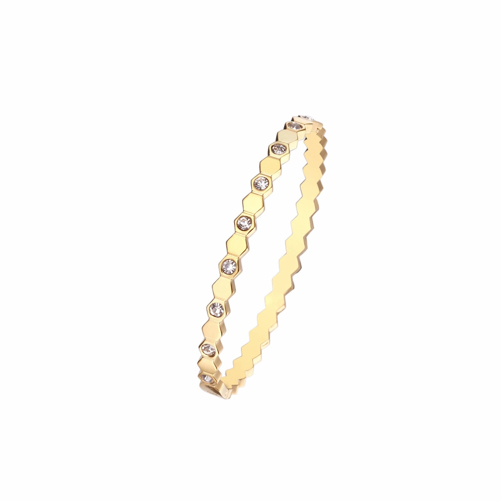 Wholesale Zircon Hexagonal Honeycomb Titanium Steel Bracelet