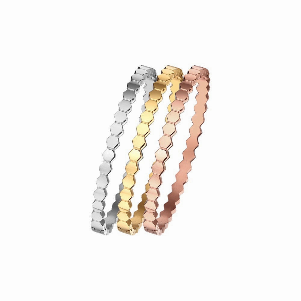 Wholesale Zircon Hexagonal Honeycomb Titanium Steel Bracelet