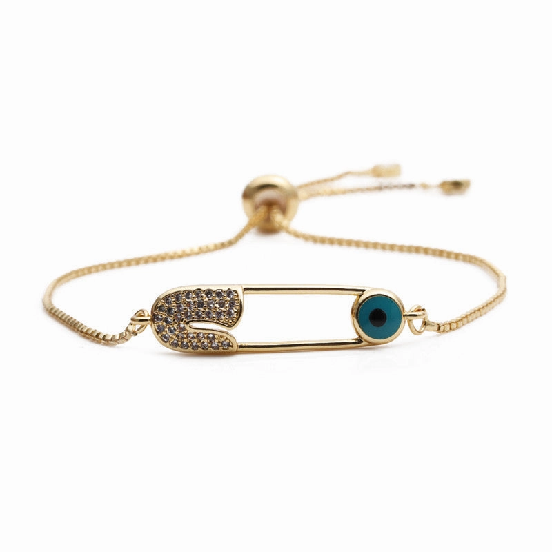 Wholesale Zircon Paper Clip Copper Bracelet