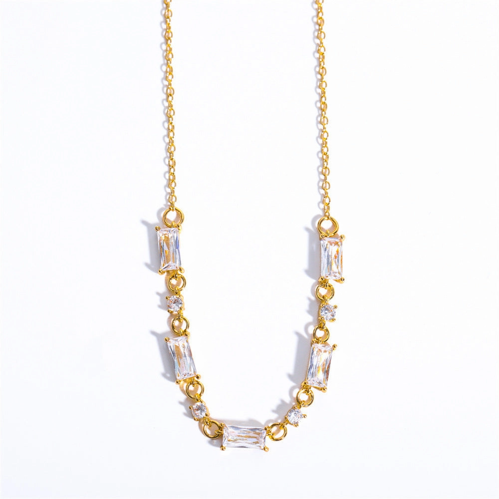 Wholesale Zircon Stainless Steel Gold Plated Necklaces