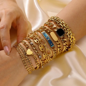 Wholesale Zircon Thick Chain Stainless Steel Bracelets