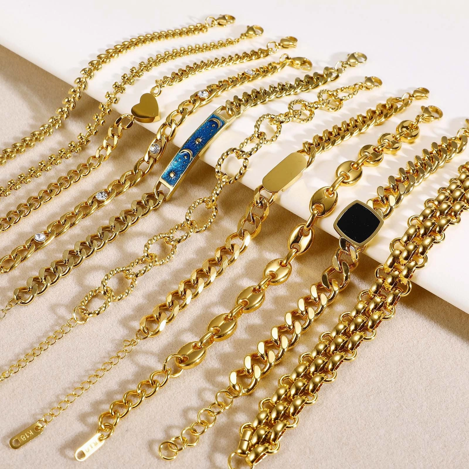 Wholesale Zircon Thick Chain Stainless Steel Bracelets