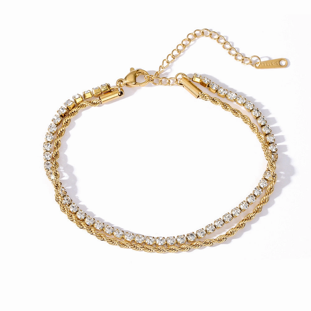 Wholesale Zircon Titanium Steel Simple Bracelet