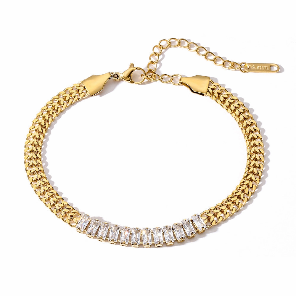 Wholesale Zircon Titanium Steel Simple Bracelet