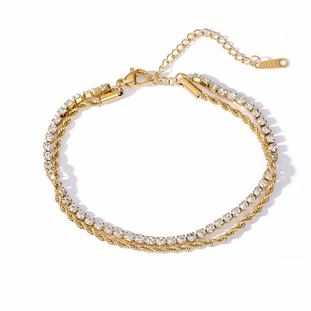 Wholesale Zircon Titanium Steel Simple Bracelet