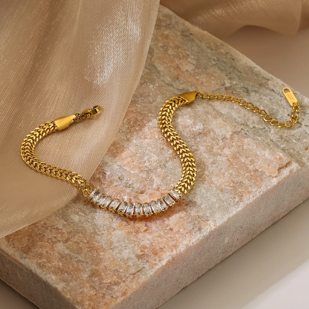 Wholesale Zircon Titanium Steel Simple Bracelet