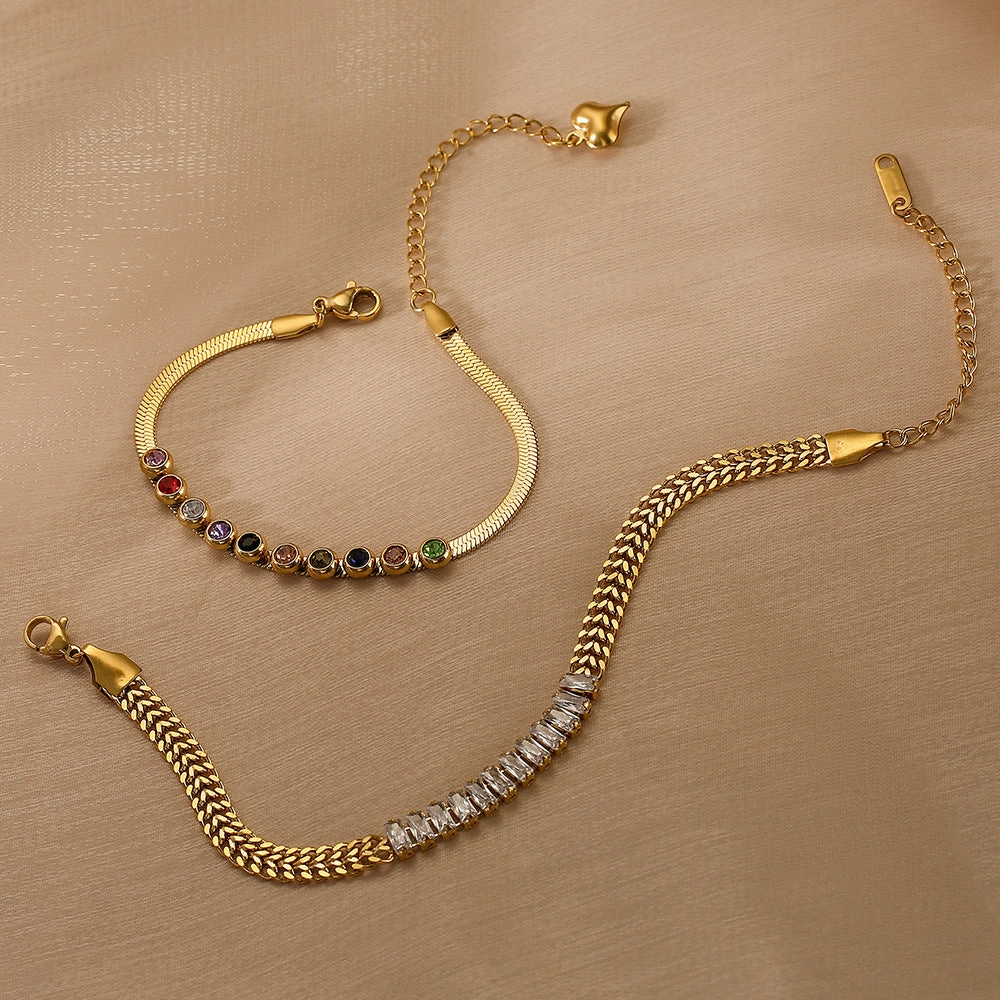 Wholesale Zircon Titanium Steel Simple Bracelet