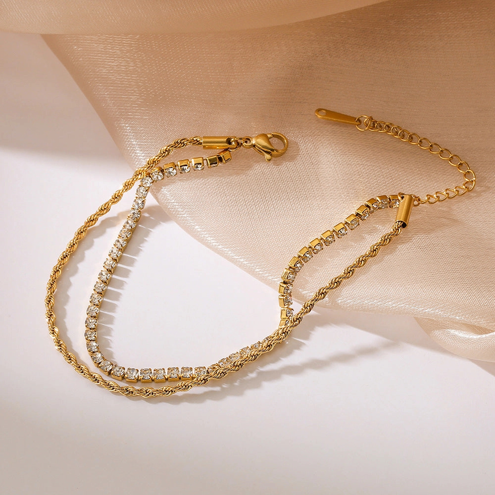 Wholesale Zircon Titanium Steel Simple Bracelet