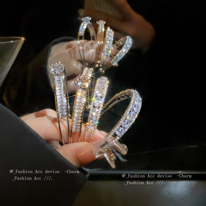 Wholesale Zircon Water Drop Double Layer Open Copper Bracelet