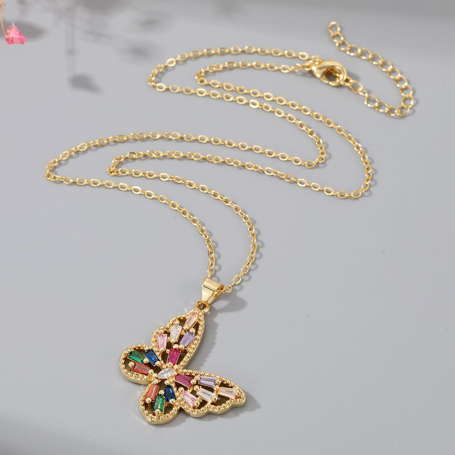 Wholesale Zirconia Butterfly Dragonfly Eyes Pendant Alloy Necklaces