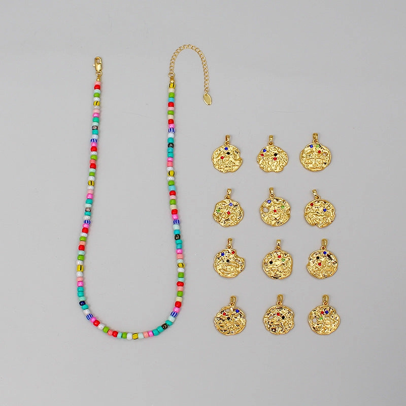 Wholesale Zodiac Gold Coin Pendant Copper Necklaces