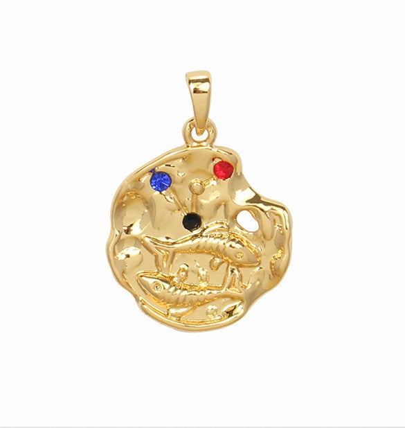 Wholesale Zodiac Gold Coin Pendant Copper Necklaces