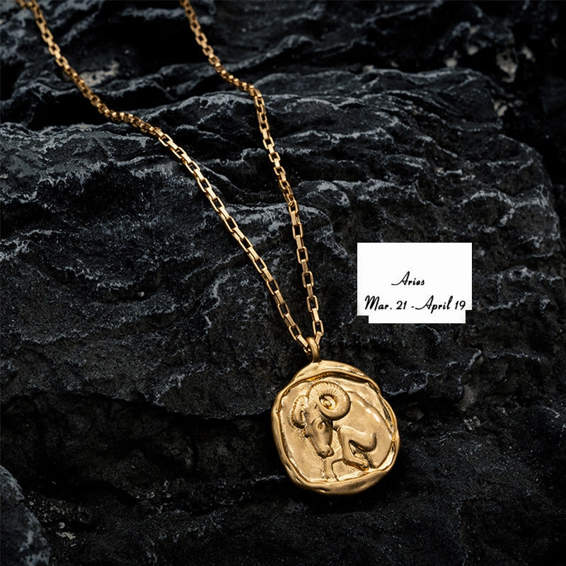 Wholesale Zodiac Oval Pendant Titanium Steel Necklace