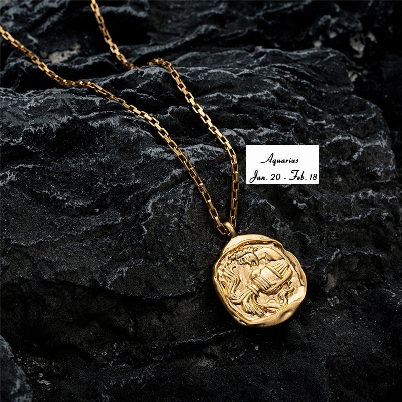 Wholesale Zodiac Oval Pendant Titanium Steel Necklace