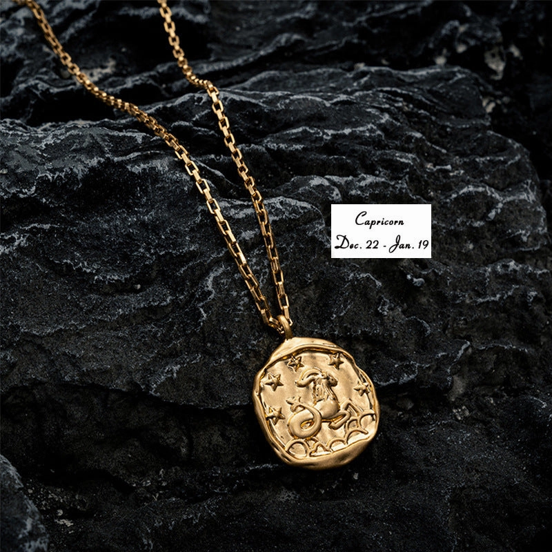 Wholesale Zodiac Oval Pendant Titanium Steel Necklace