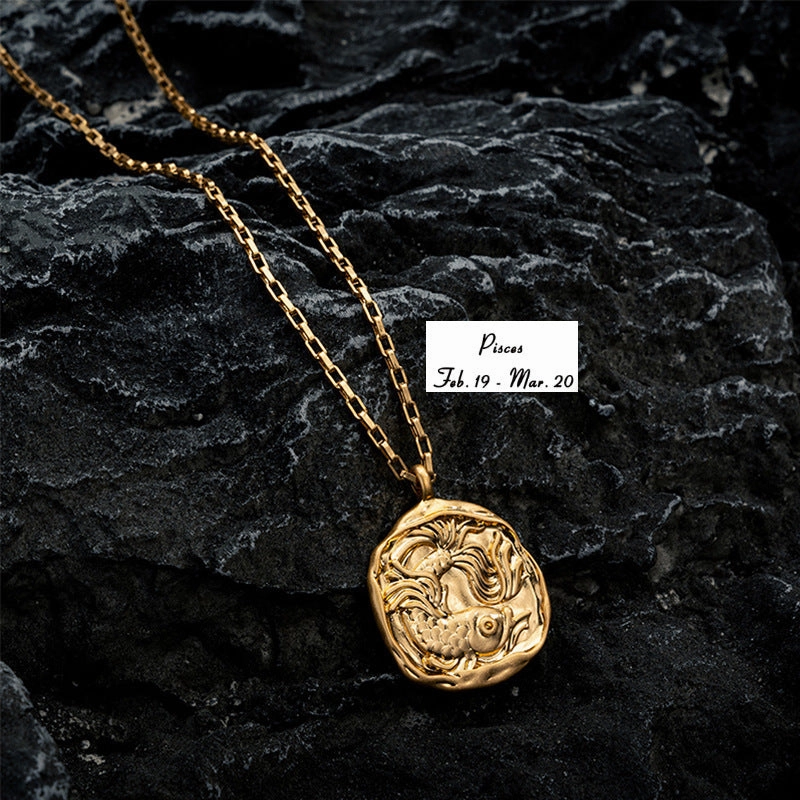 Wholesale Zodiac Oval Pendant Titanium Steel Necklace